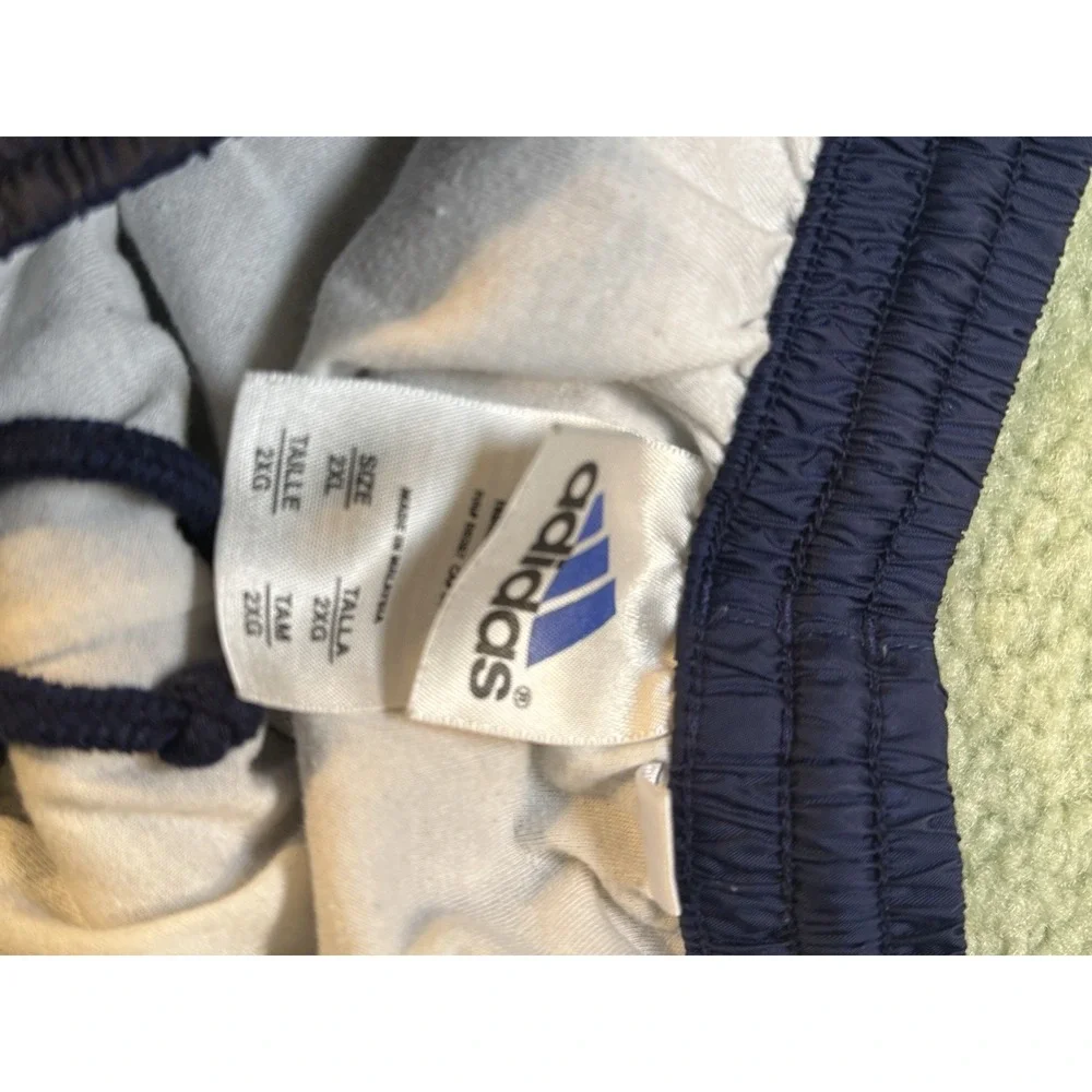Vintage Y2K Adidas Navy Blue Yellow Stripes Nylon Windbreaker Pants size 2XL